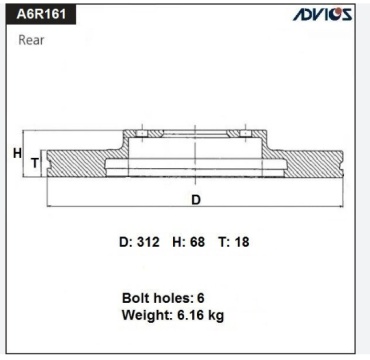 Диски Advics задние A6R161B