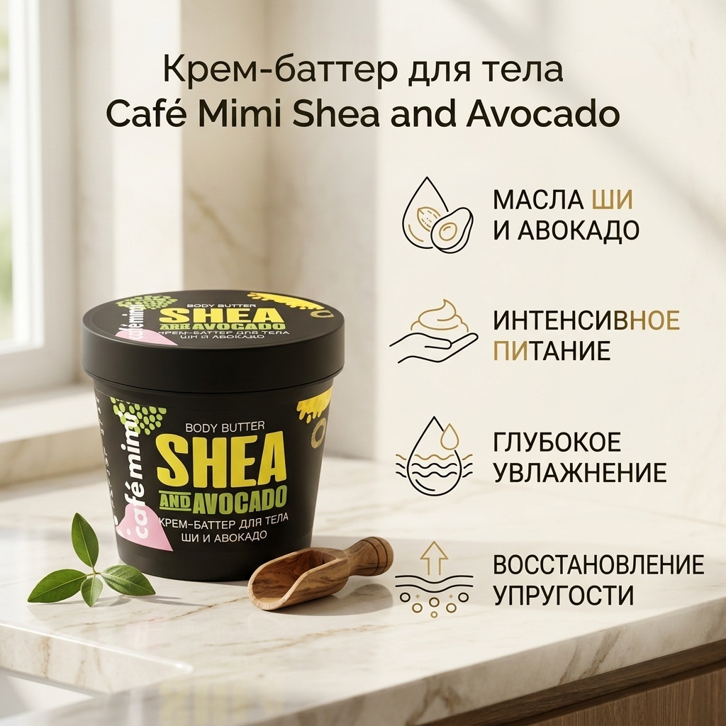 Cafe Mimi Ши и Авокадо крем-баттер для тела 110 мл