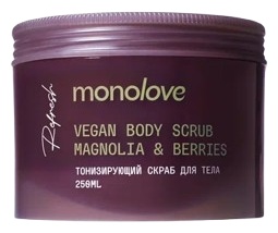 MonoLove скраб Тонизирующий Скраб для тела Vegan Magnolia&Berries для тела 300 г