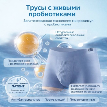 Боксеры голубой, серебристый