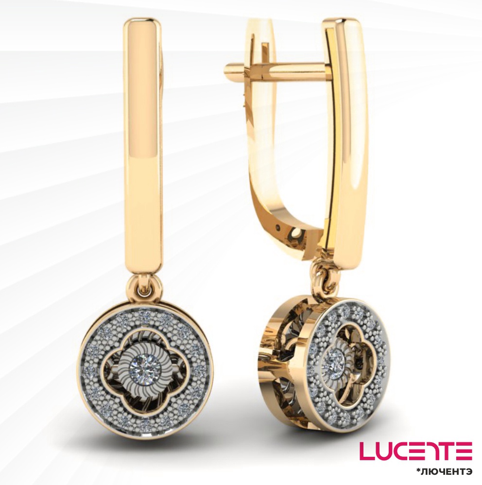 Серьги Lucente Бриллианты Якутии EAR-LU-585-263304 вес 3.41 г золото, бриллиант