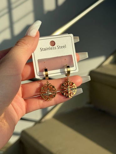 Серьги Stainless Steel титан, без вставок