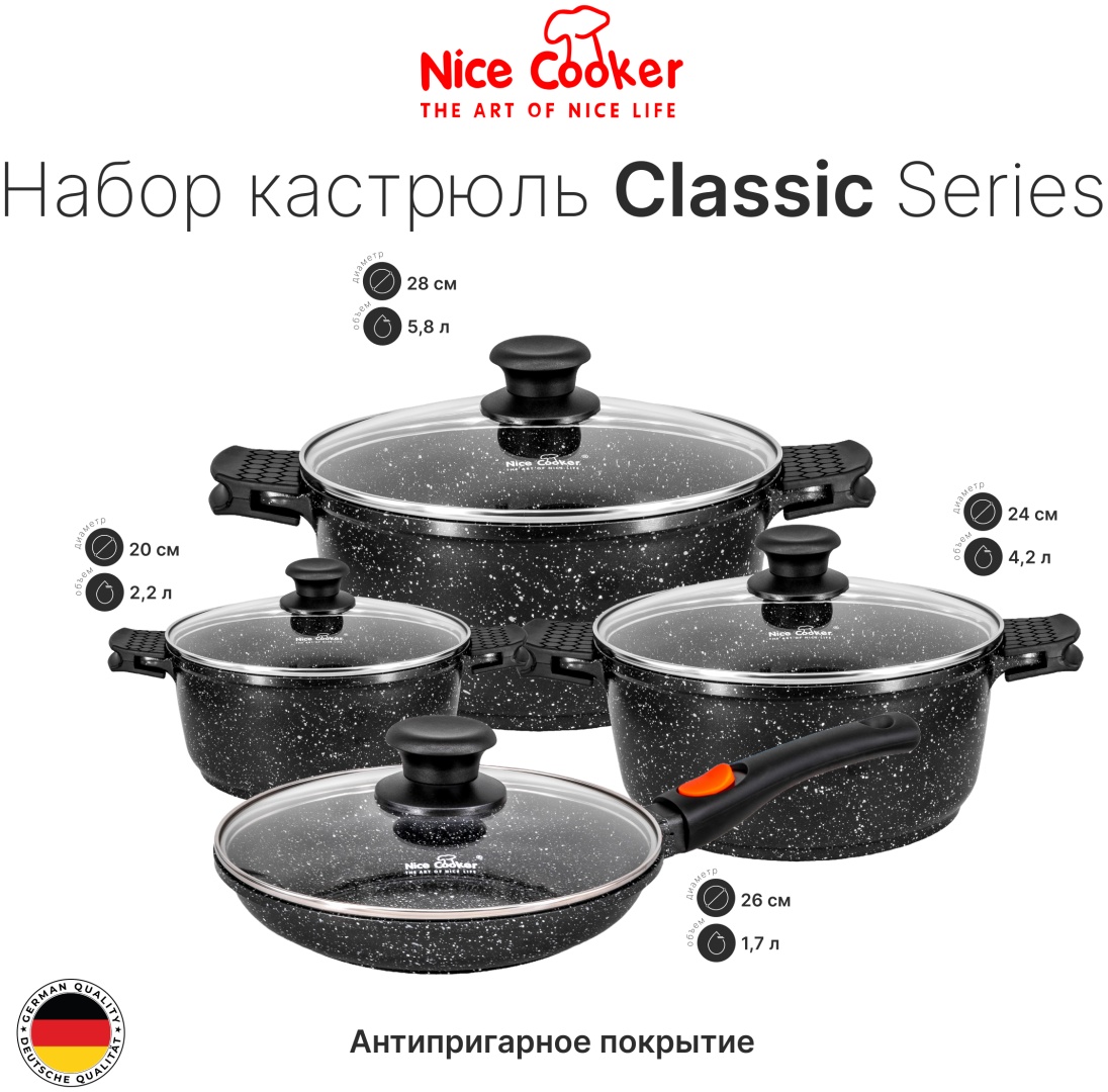 Nice Cooker смешанный набор Classic CAK-8T D2 (BL) 8 в 1