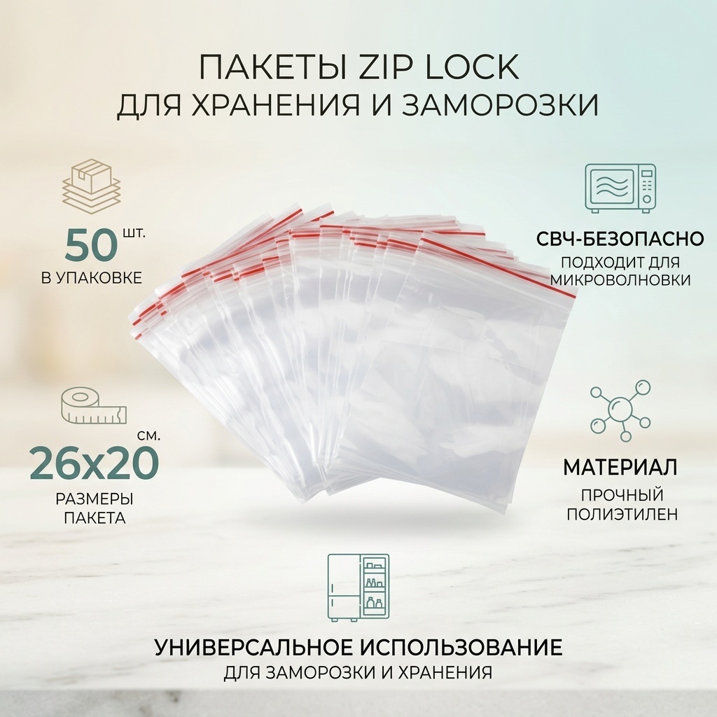 ZIP LOCK пакет 1234 для замораживания, для хранения продуктов, универсальное
