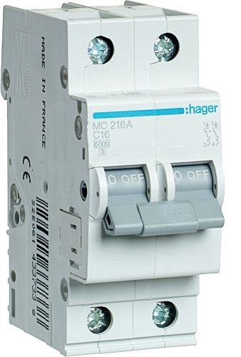 Hager автоматический выключатель 1P 16 A, 6 кА, 220/380 В