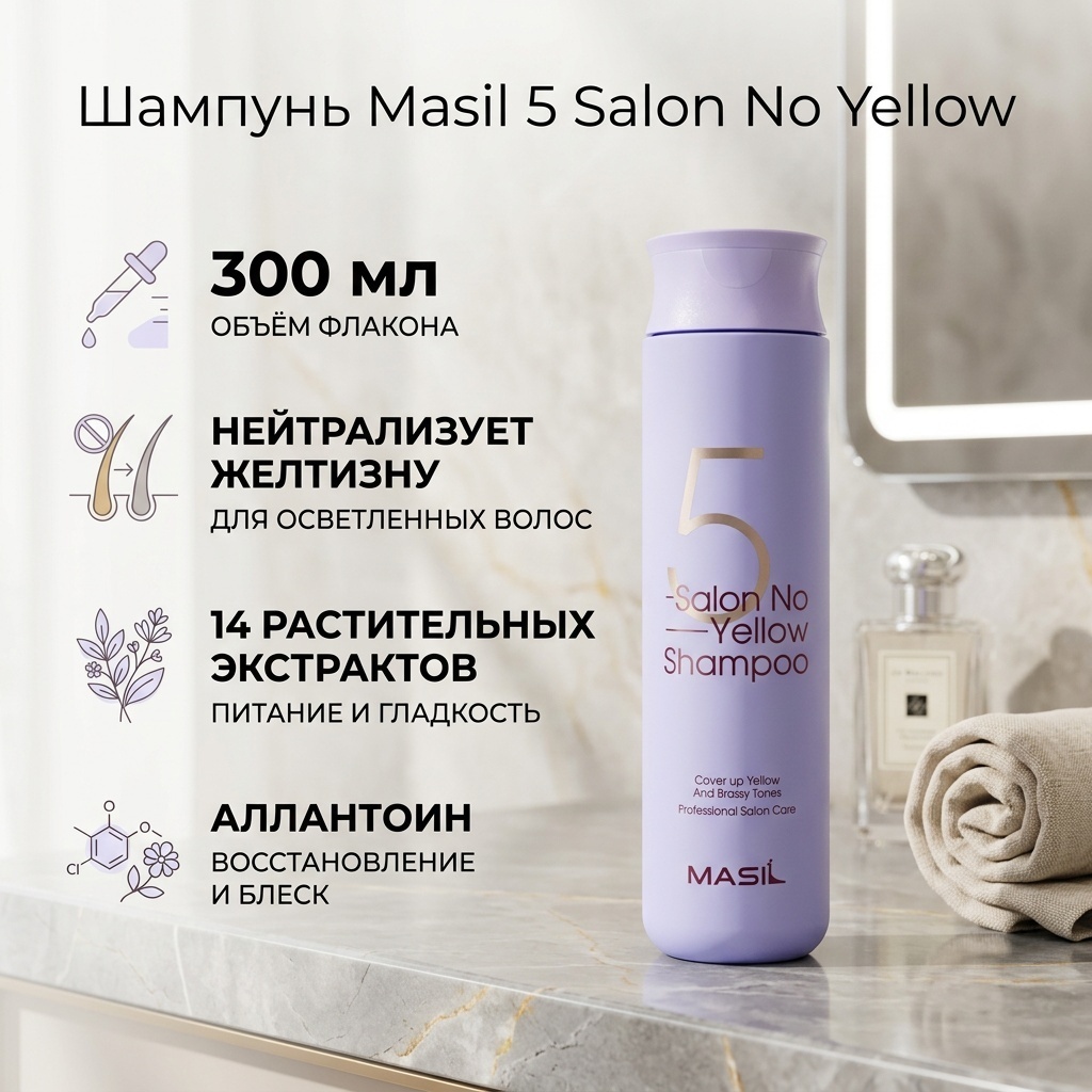 Masil Salon No Yellow Shampoo шампунь оттеночный 300 мл