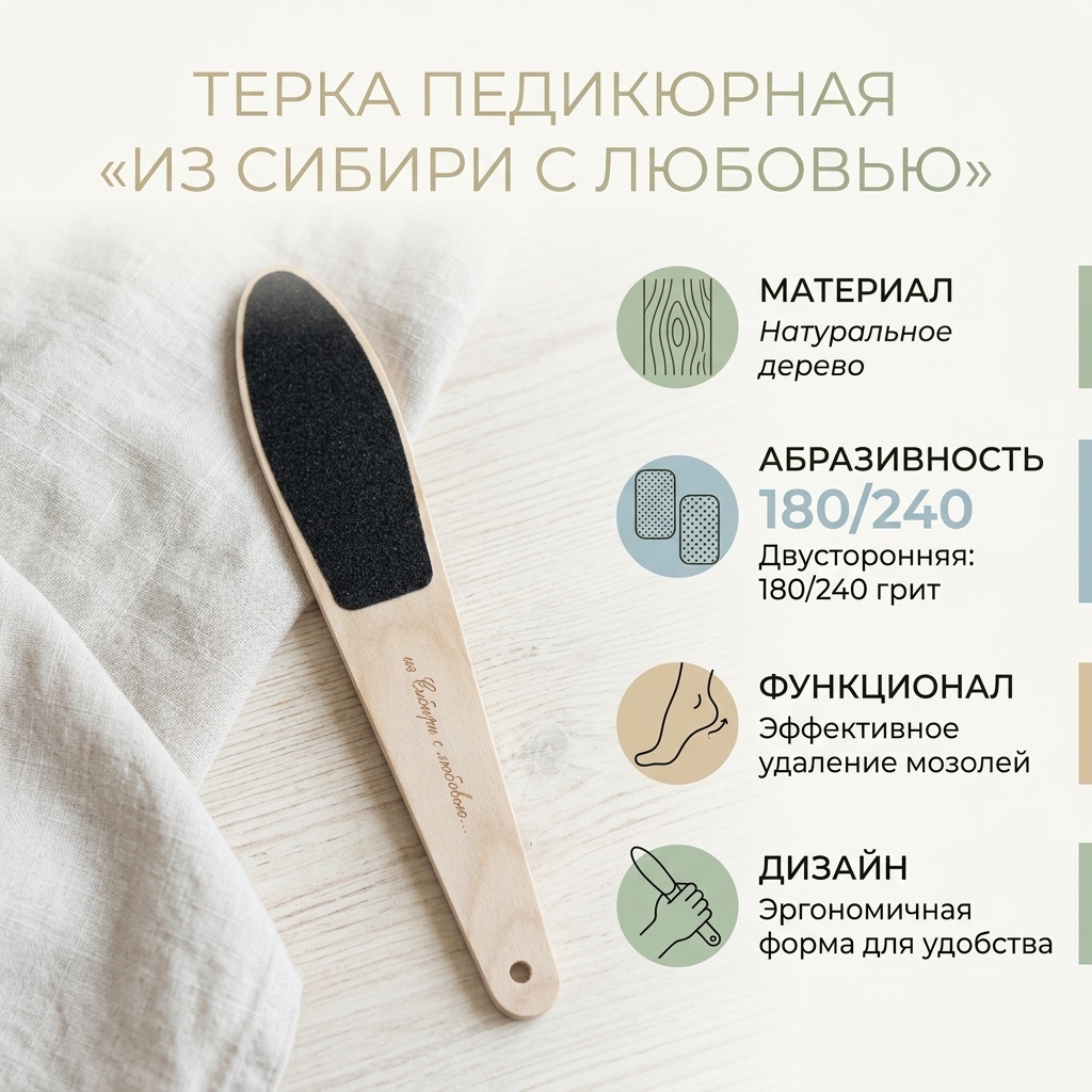 Из Сибири с любовью терка педикюрная 180/240 грит 1 шт