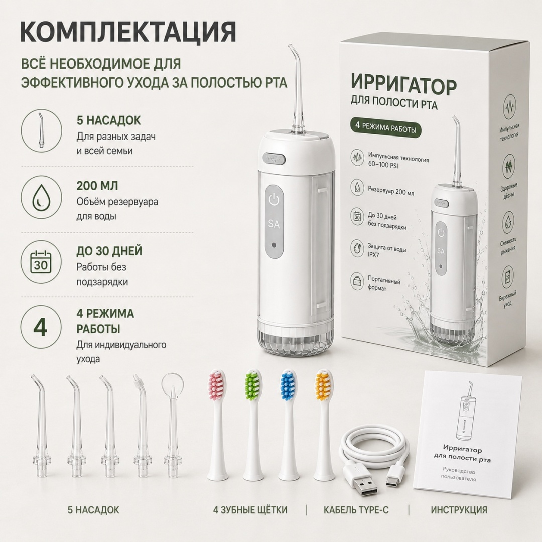 Sa ирригатор 3500-01 импульсный, портативный