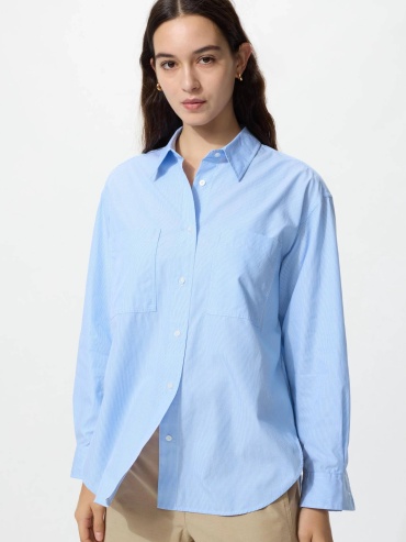 Рубашка Uniqlo синий, белый
