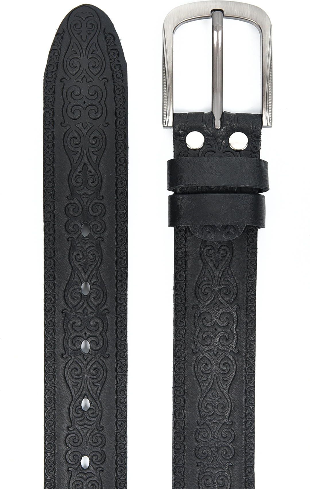 Ремень ZAF Leather натуральная кожа 125 см черный