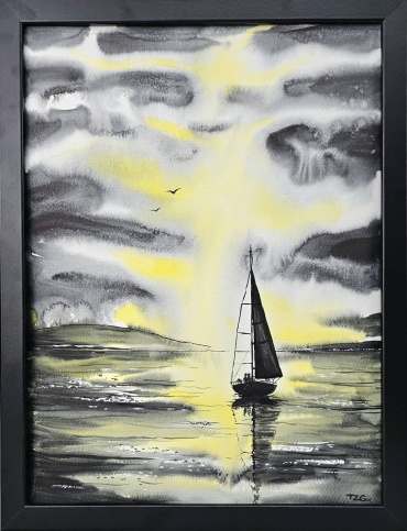 TZG картина Яхта на закате 30x40 см