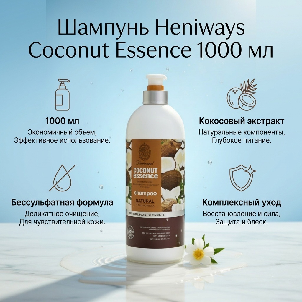 Heniways Coconut Essence Shampoo шампунь 1000 мл