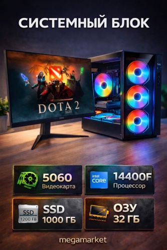 Megamarket i5-14400F / RTX 5060 8 Гб / 32 Гб / SSD 1000 Гб / Win 11 Pro