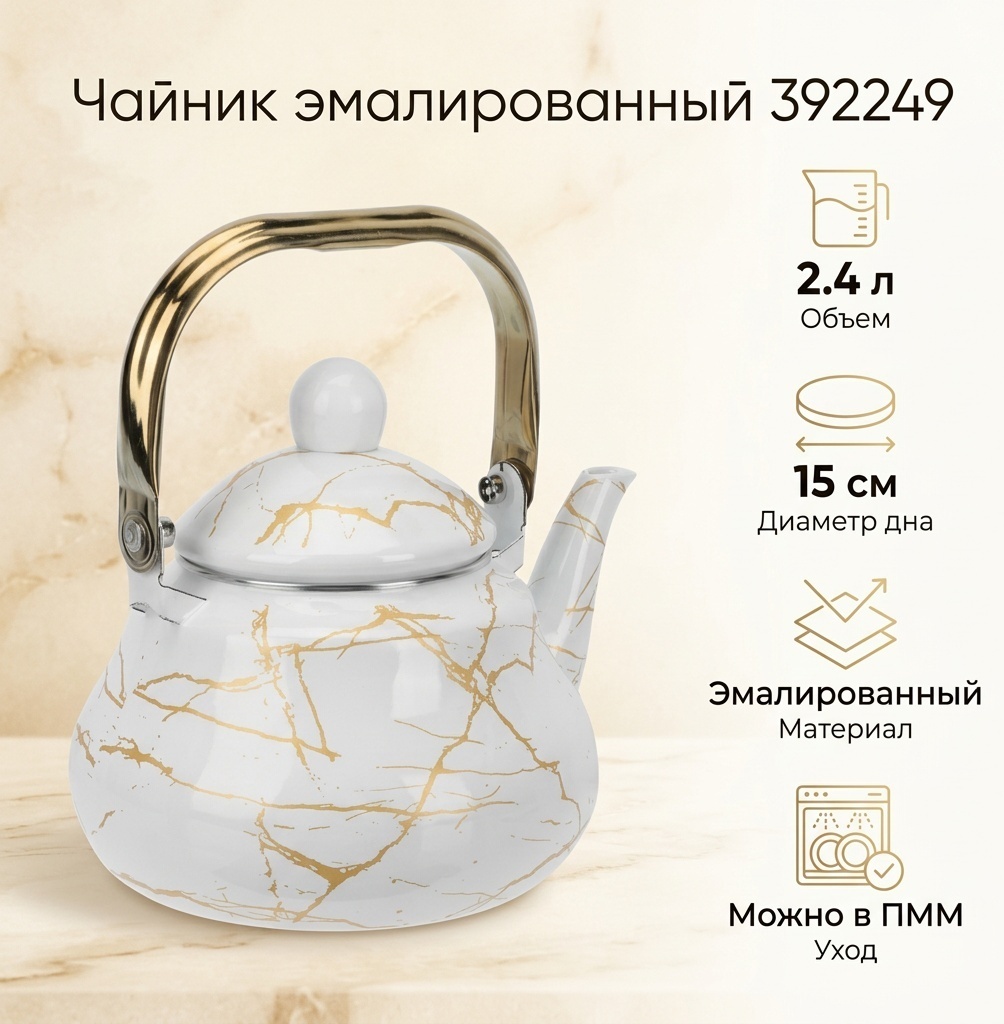 Чайник 392249 2.4 л, эмаль