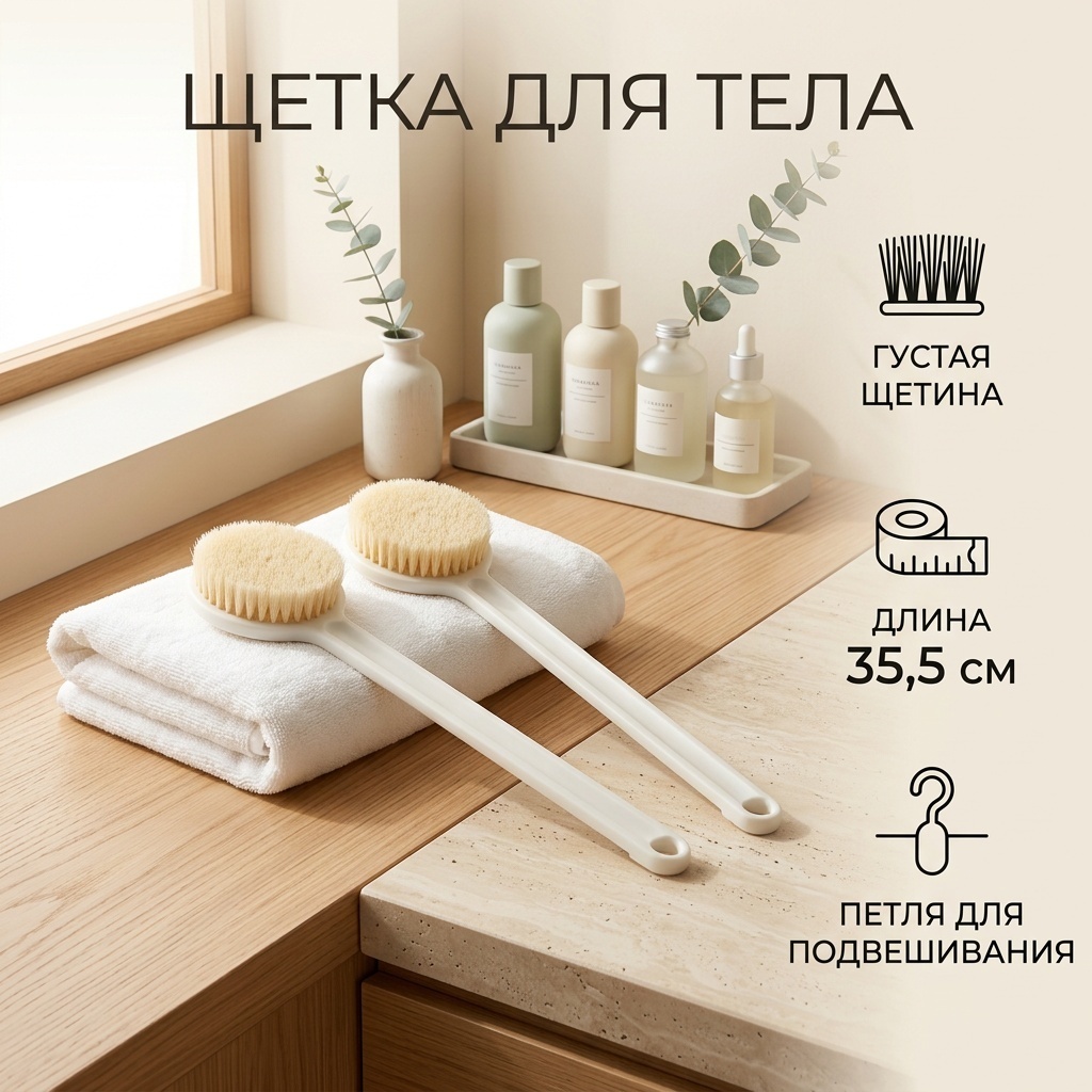 Щетка для тела, для душа белый 1 шт