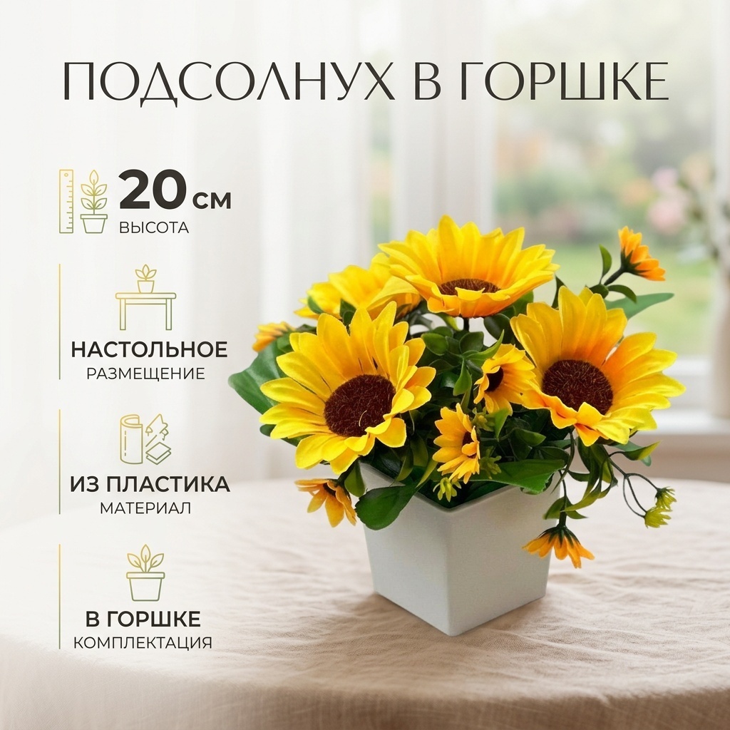 Подсолнух 20 см, 18499002_111171211