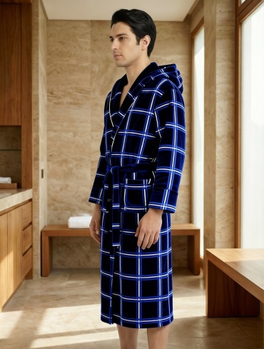 Махровый халат Fashion синий