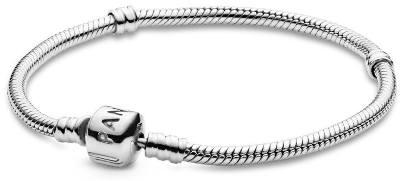 PANDORA с застежкой-бочонком 590702HV-18 длина 18 см, вес 13.6 г серебро, плетение снейк