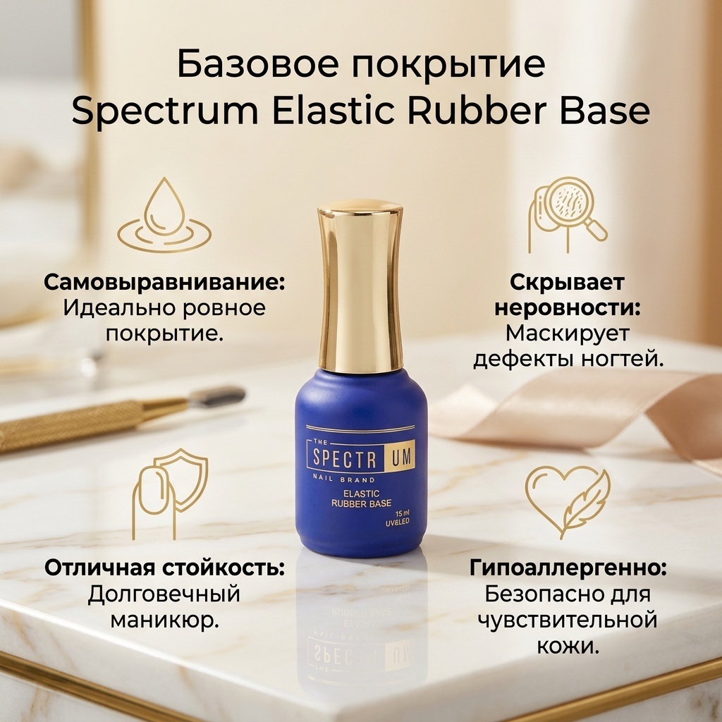 SPECTRUM базовое покрытие Elastic Rubber Base прозрачный глянцевое 15 мл