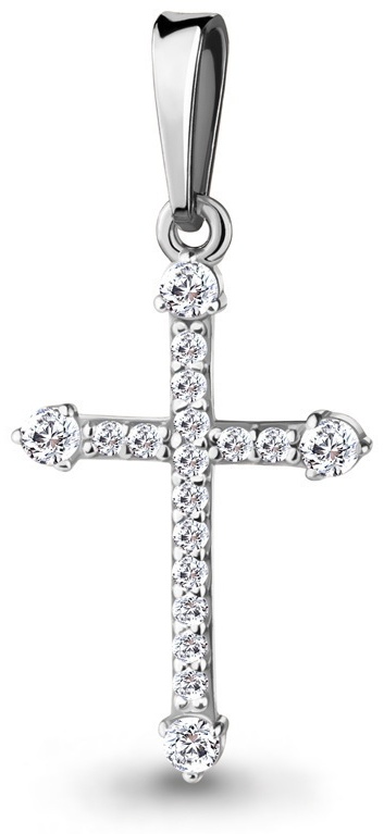 Крестик AQUAMARINE 93087 вес 0.81 г серебро, фианит