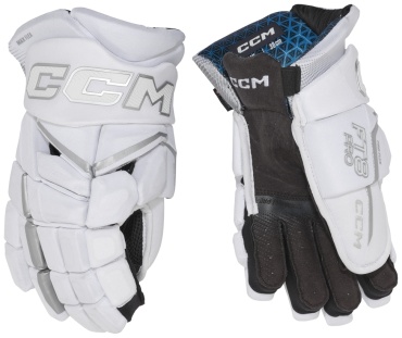CCM Перчатки хоккейные JETSPEED FT8 PRO WHITE (юниорские) белый, серебристый 11