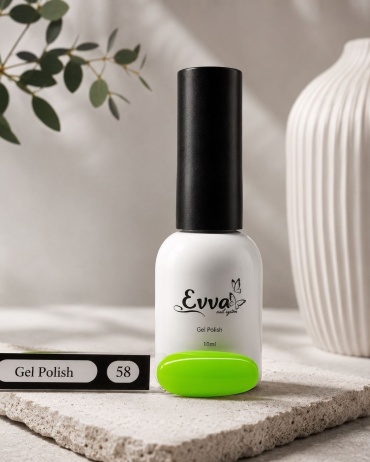 Evva гель-лак Gel Polish 58 Зеленый неон глянцевое 10 мл