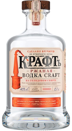 Водка Крафтъ ржаная мягкий 40% 0.7 л