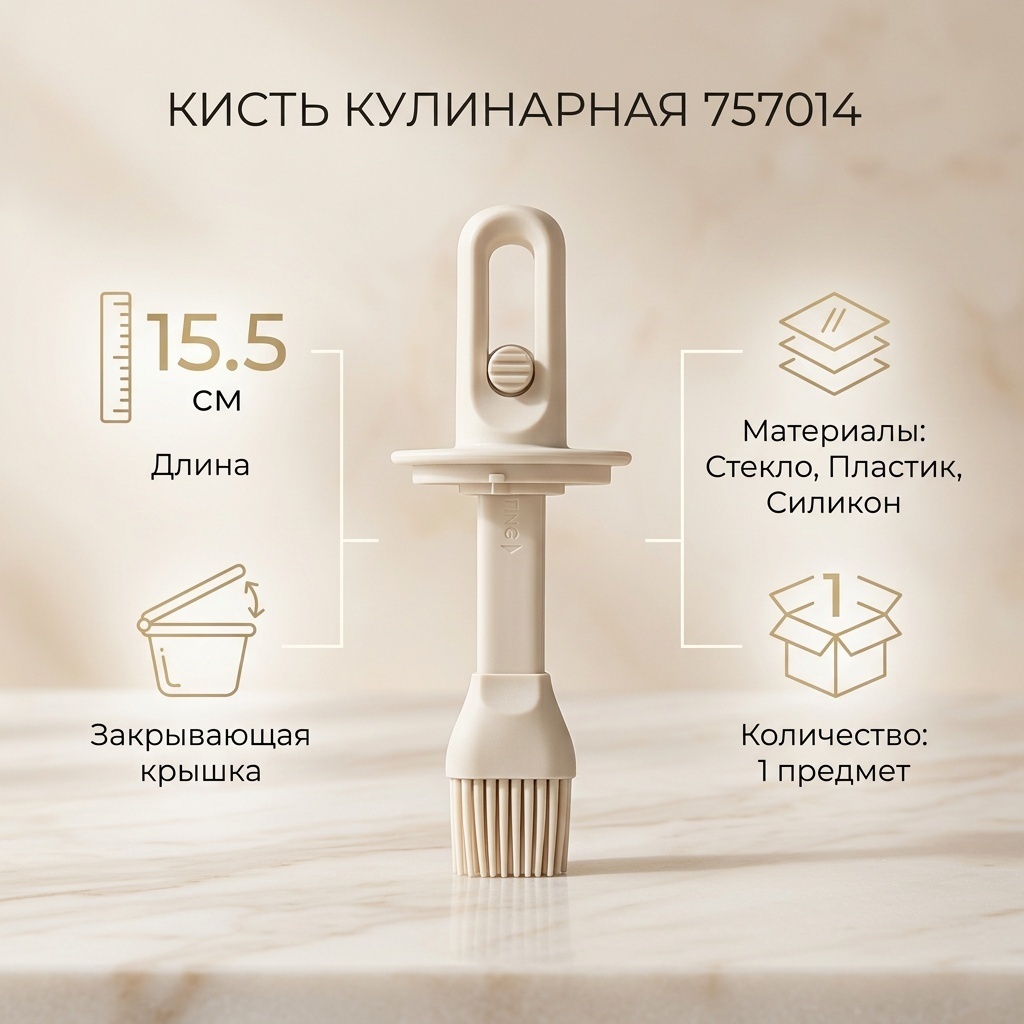 Кисть кулинарная пластик, силикон, стекло, 1 шт
