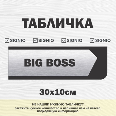 Табличка SIGNIQ big boss 30x10 см