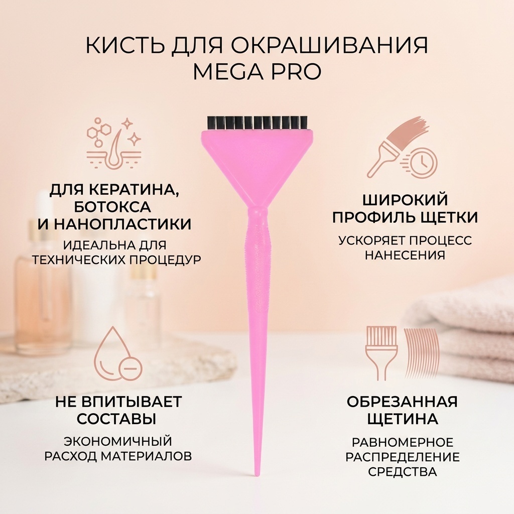 Mega Pro кисть для окрашивания розовый
