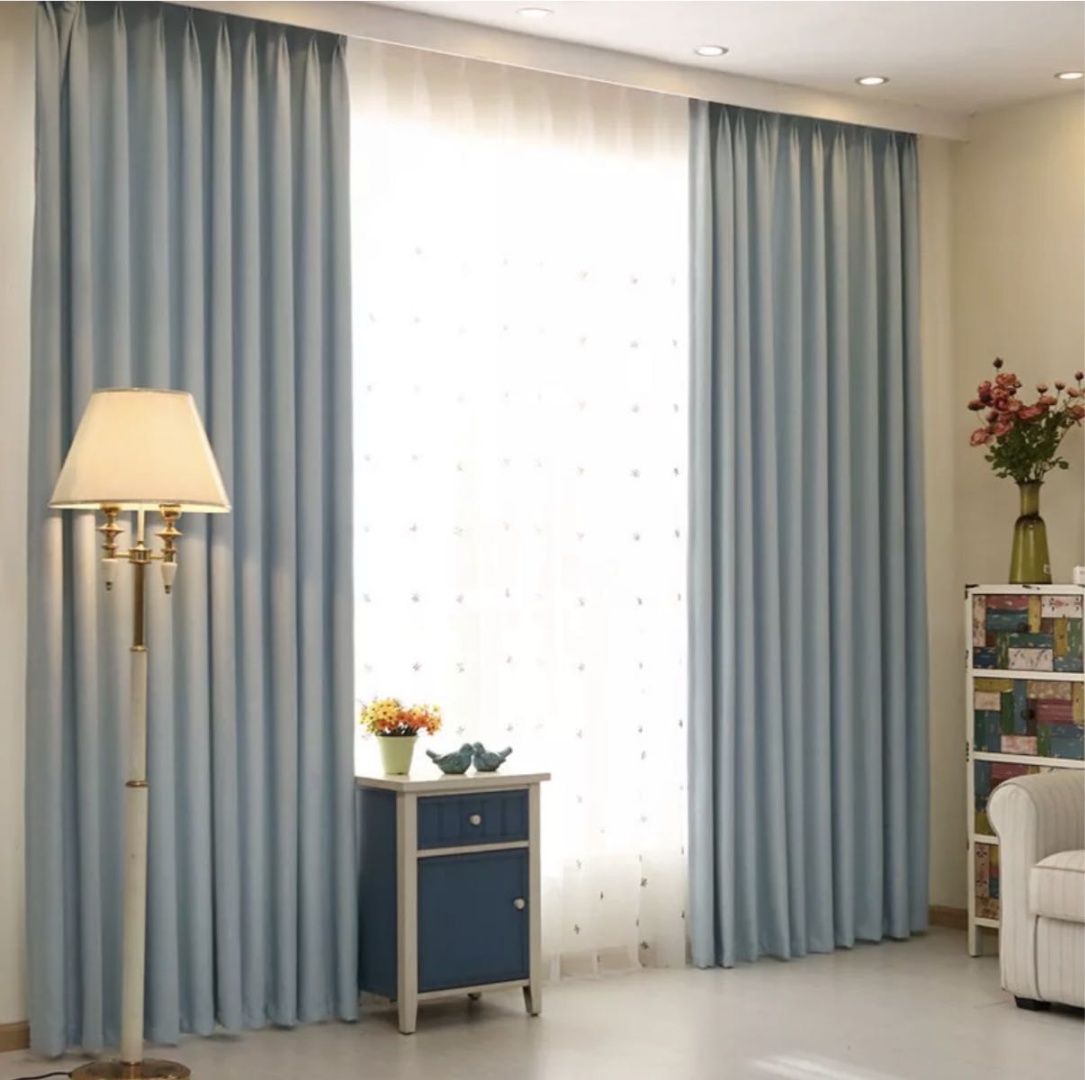 Комплект 600x280 см 3 шт, велюр, голубой