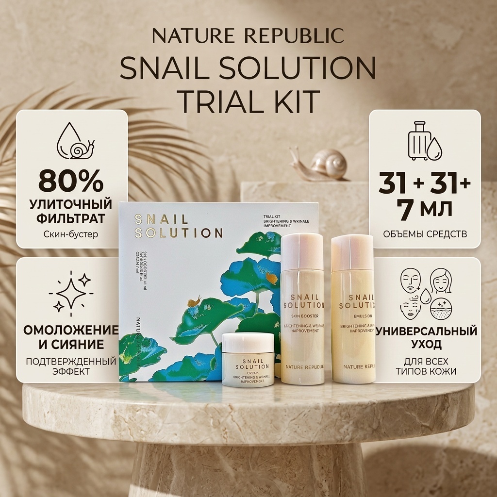 Nature Republic Snail Solution Trial Kit набор по уходу за лицом унисекс