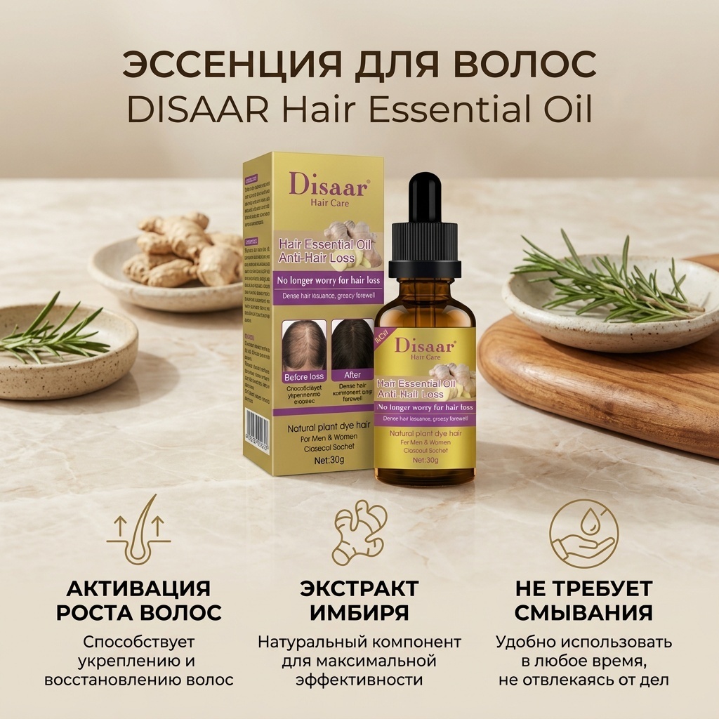DISAAR Hair Essential Oil Anti-Hair Loss имбирь средство от облысения 30 г