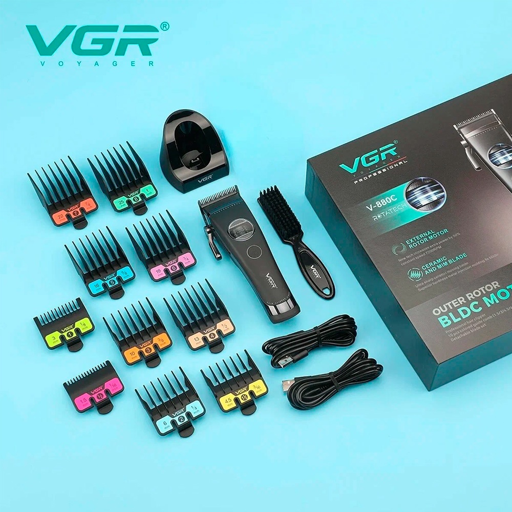 VGR Professional машинка для стрижки V-808С черный