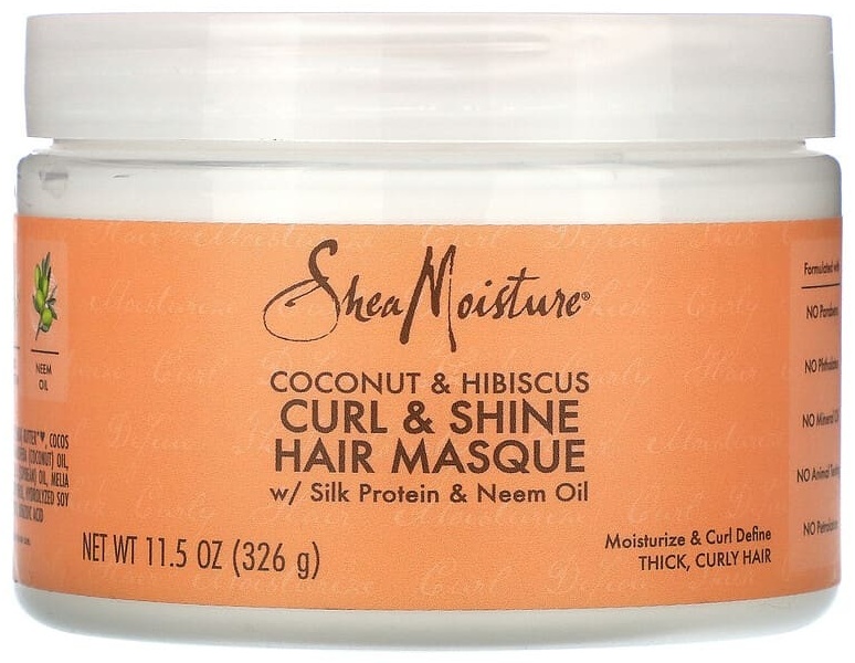 SheaMoisture маска Curl & Shine, маска для волос, кокос и гибискус, 326 г 326 мл