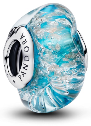 Шарм PANDORA «Бирюзовое муранское стекло и блёстки» 794701C01 вес 2.2 г серебро, муранское стекло