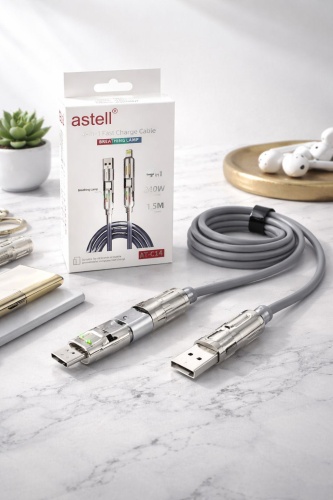 Кабель K-DOO USB 2.0 (M), USB TypeC (M), Lightning (M), 1.5 м, серый
