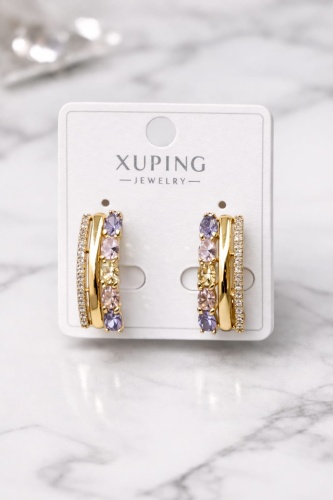 Серьги Xuping медицинское золото, фианит, циркон