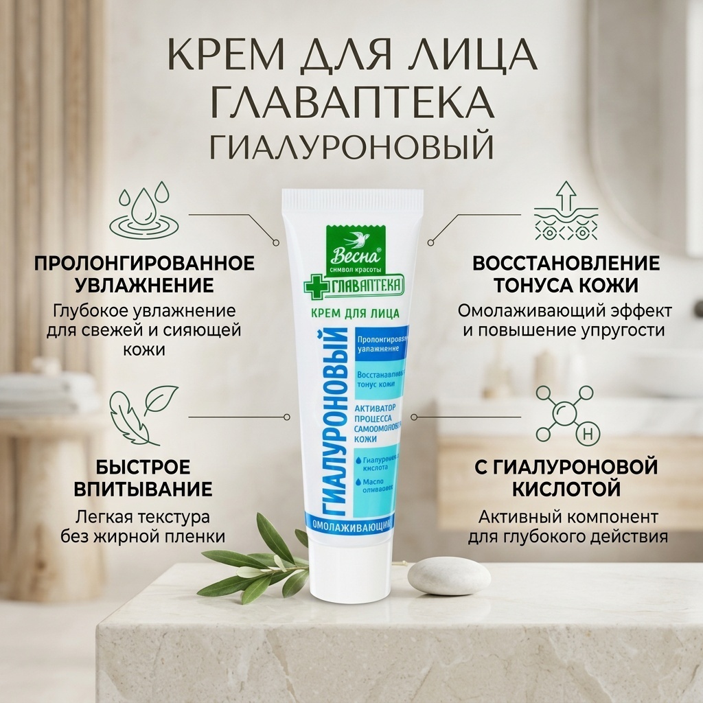 Весна косметика крем Главаптека Гиалуроновый для лица 45 мл