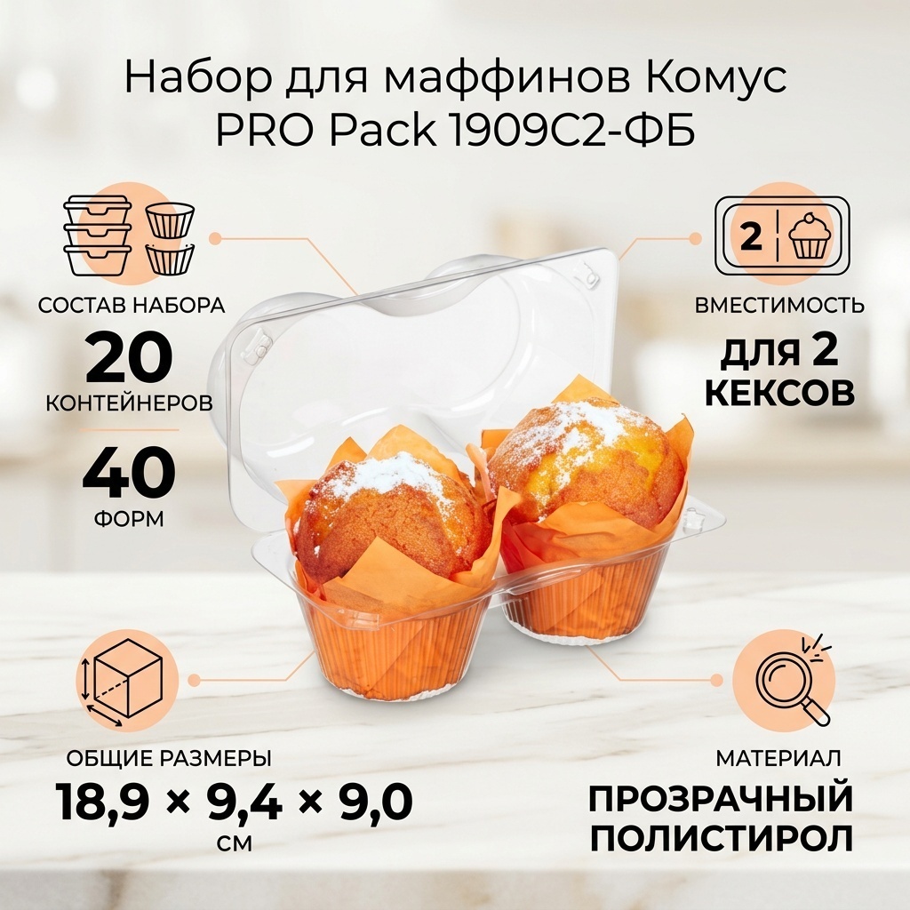 Комус набор посуды PRO Pack 1909C2-ФБ прозрачный 20 шт