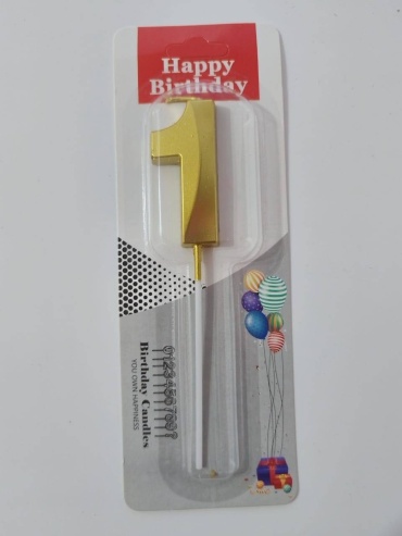Свеча Happy birthday цифра 1, 1 шт