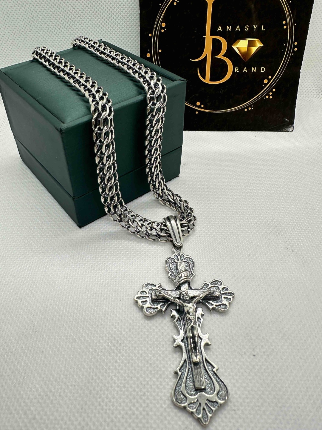 Колье JANASYL Brand К-114 длина 60 см вес 62 г серебро, без вставок