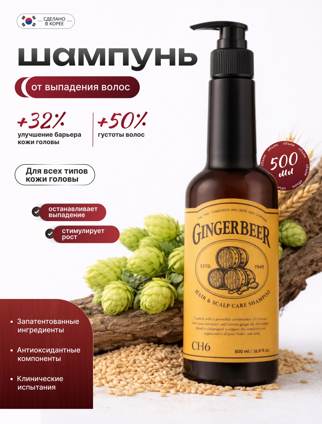 CH6 Ginger Beer шампунь 500 мл