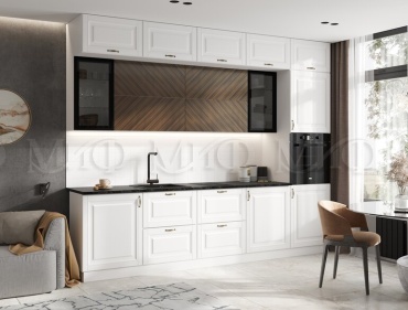 Кухонный гарнитур МИФ , 300x250х60 см, ЛДСП, белый, коричневый