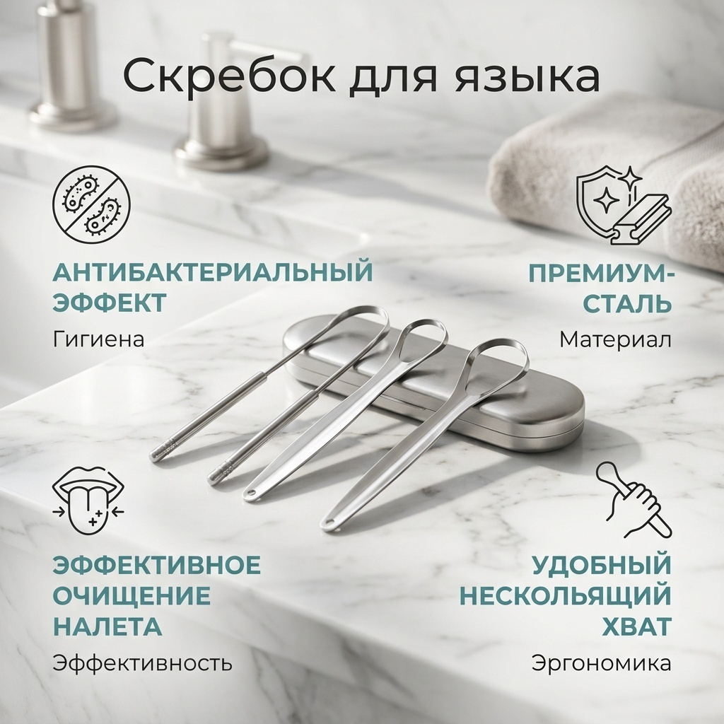 Tongue Cleaner Scraper очиститель языка жесткая 3 шт