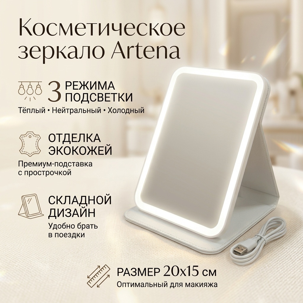 Зеркало настольное косметическое 20*15*2