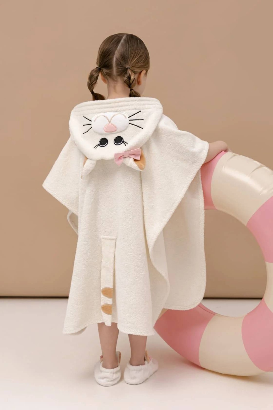 Махровый халат Fluffy Bunny белый, бежевый