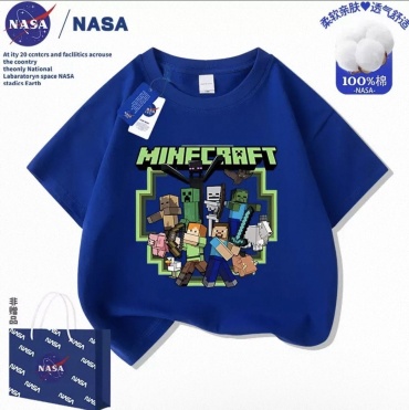 Футболка Майнкрафт Nasa Рисунок с персонажами Minecraft синий