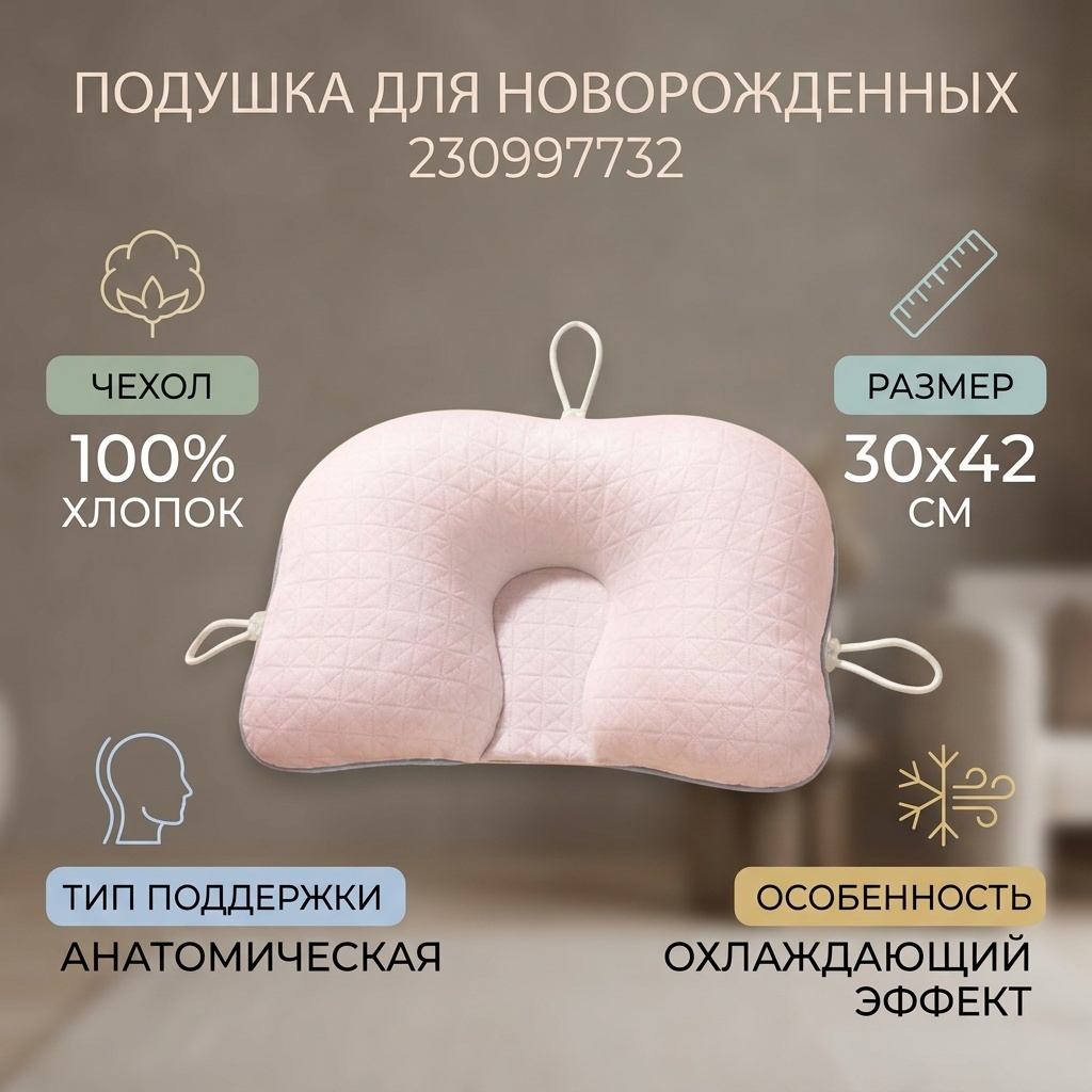 Ортопедическая подушка 30x42 см, полиэфир