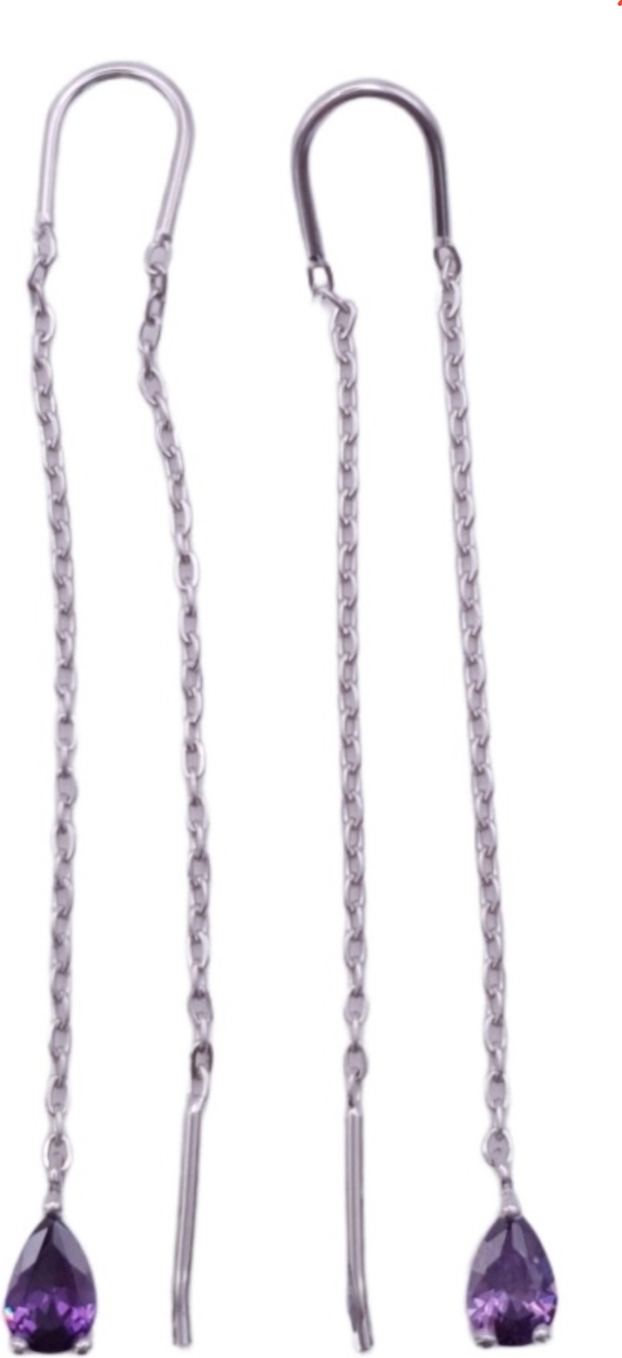 Серьги-цепочки PRESTIGE JEWELRY 04-302-0064-08 вес 1.45 г серебро, фианит